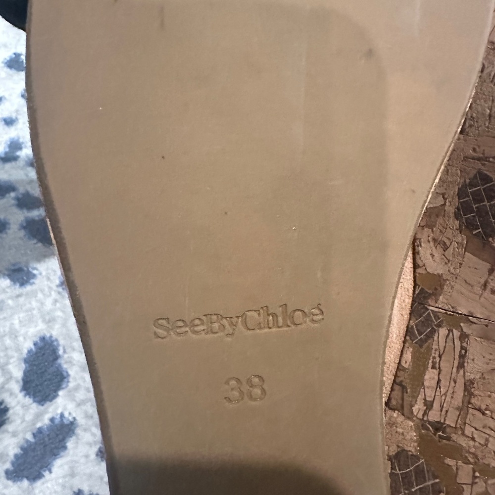 SEE BY CHLOÉ Liana suede platform mules Size 8 Sand Color - Picture 10 of 12
